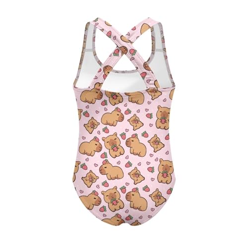 One Piece Swimsuit for Girls Kids Quick Dry Bathing Suit with Crossback Strap Summer Beach Swimwear Size 5T-142