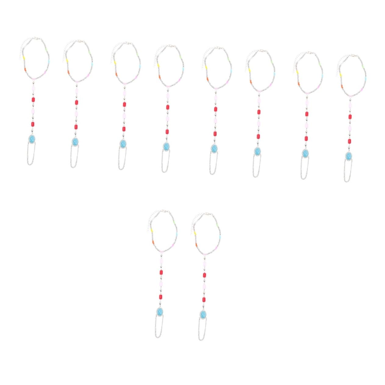 Healvian 5 Series Tobilleras De Verano Con Cuentas Para El Dedo Del Pie Tobilleras Para Mujer Con Cuentas Pulseras De Acrílico Para Mujer 2 piezas x 5