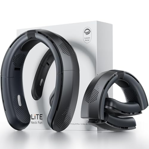 TORRAS COOLiFY Lite Neck Fan, Industry’s Strongest Power, Portable Neck Fan with 14H Battery, 360° Cooling Neck Fan, Lightweight & Foldable Neck Fans for Outdoor, Travel, Gifts for Dad, Women, Black