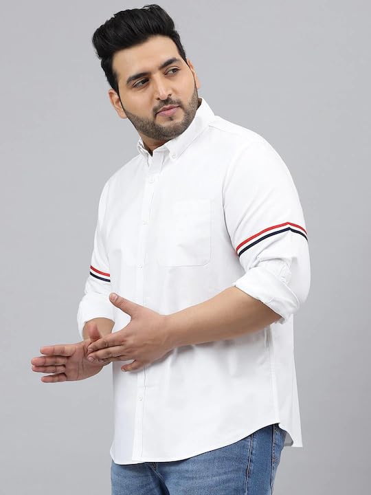 Image of Plus line Men Plus Size Stylish Solid Casual Shirts