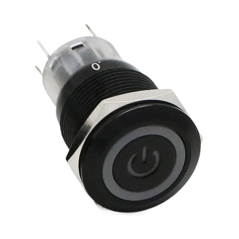 Bouton en métal 19mm étanche noir interrupteur LED rouge à verrouillage 110V