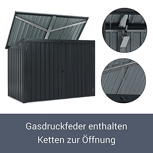 Juskys 3er Mülltonnenbox Namur 3 x 120 Liter Tonnen - 2m² - 2 Türen - Metall Mülltonnenverkleidung Müllbox Müllhaus… – Bild 7