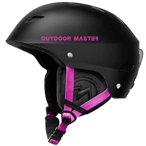Image of OutdoorMaster Kelvin Ski Helmet - Snowboard Helmet for Men, Women & Youth (Black+Pink,M) | Ski & Snowboard Use,Fits Men,Women & Youth,ASTM Certified Impact Protection,Adjustable Ventilation