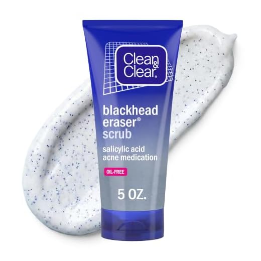 Clean & Clear Blackhead Eraser Oil-Free Facial Scrub with 2% Salicylic Acid Acne Medication, Exfoliating Daily Face Scrub for Acne-Prone Skin Care, Coconut, 5 Oz, Pack of 2