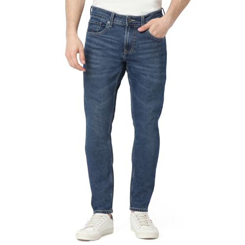 Image of Spykar Men's Kano Slim Fit Mid-Rise Jeans (Ankle Length)