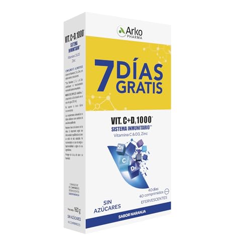 Arkopharma Vitamina C&D3 + Zinc 20 Comprimidos Efervescentes X2, Asociación de vitaminas más potente del mercado, Refuerzo Sistema Inmune, Huesos, Menopausia