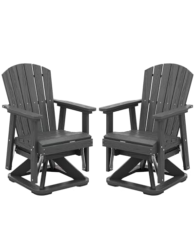 SERWALL Adirondack Swivel Glider Chair, HDPE Patio Swivel Glider Set of 2, All-Weather Glider Chair for Porch, Balcony, Slate Grey