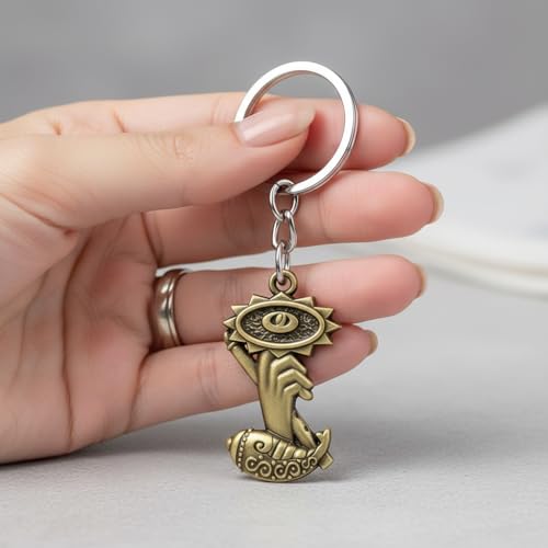 Image of M Men Style Metal Hand Symbol Keychain for Car & Bike Keys | Decorative Round Emblem Key Ring | Durable Metal Key Holder for Men & Women