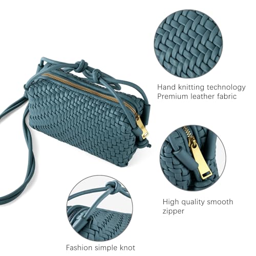 Image of Woven Crossbody Bag for Women,Small Handbag Cute Purse Vegan Leather Handmade Shoulderbag, Summer Tote Bag with Strap