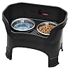 Neater Feeder Deluxe Mess Proof Dog Bowls Elevated for Large Dogs – Made in USA – No Spill Raised Dog Food Bowl Stand w/Leg Extensions – Stainless Steel Dog Food and Water Bowl Set – Black