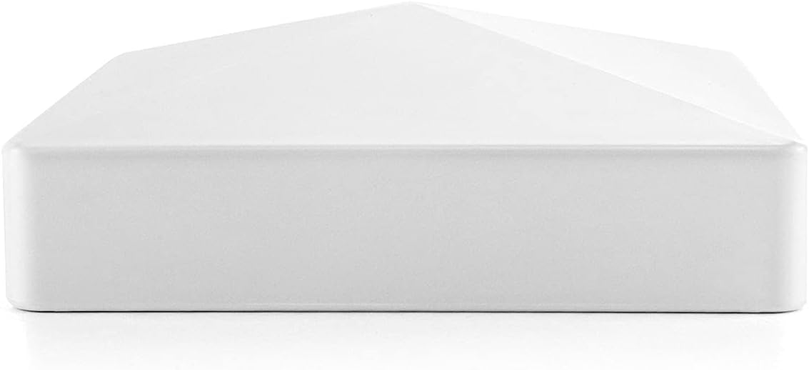 QWORK 16 Pack 5" Vinyl Pyramid Style Fence Post Cap, Vinyl Post Caps, Decorative Mailbox, Lamp Post, Deck, Dock, Piling Caps, Protect Wooden Fence Poles Outdoor, White 5" x 5"