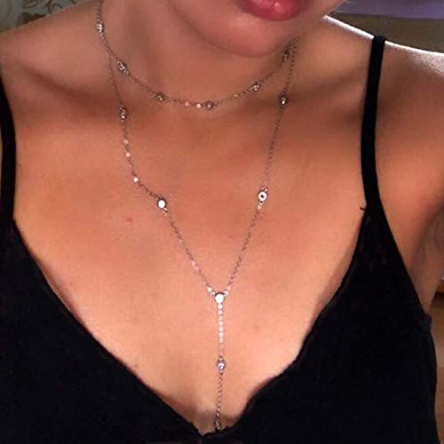 Collier double couche en argent 925 rose or pour femmes