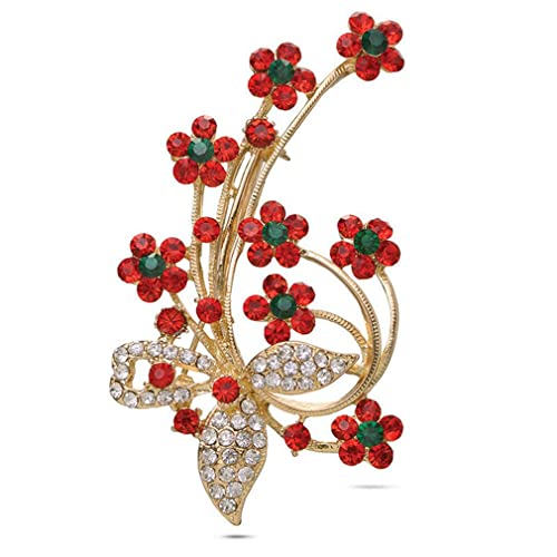 Broche en forme de fleur de prunier avec strass en oxyde de zirconium - Bijoux de fête pour vêtements de femme et de mariage Cover