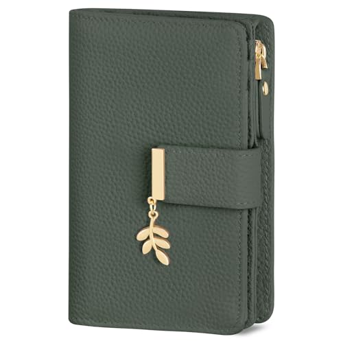 LUROON Portefeuille Femme Cuir, Petit Porte Monnaie Femme RFID Blocage Portefeuille Femme Petit Format avec Grand Compartiment à Monnaie Zippé