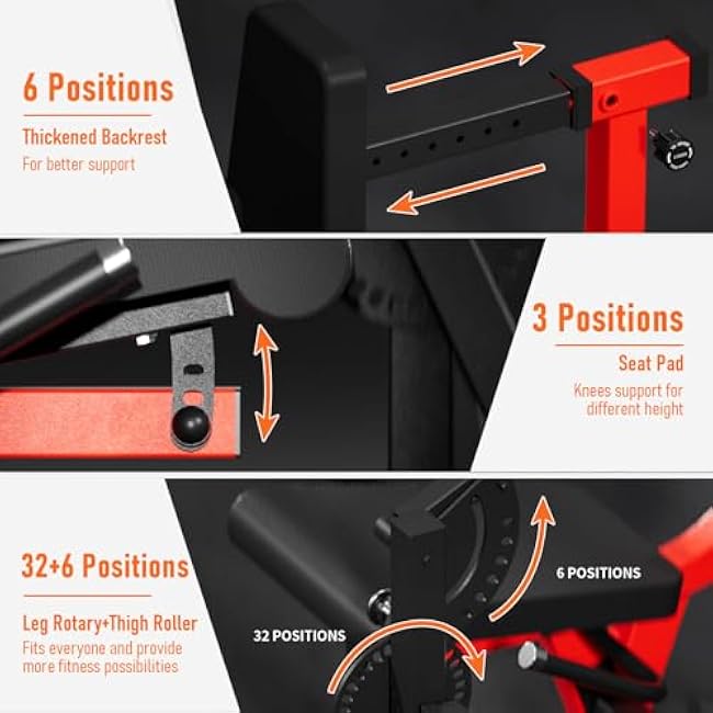 All-in-One Leg Extension and Curl Machine, Adjustable Seated Leg Rotary Extension Machine for Lower Body, Plate Loaded Home Gym Weight Machine for Thigh Workouts