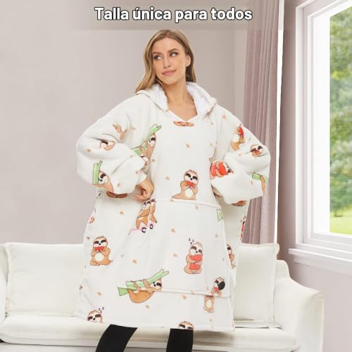 Miniatura 4 de Three Poodle Sudadera Manta Con Capucha, Sudaderas Oversize Bata Manta Polar Mujer Para Niños, Sudadera Con Capucha Ultra Suave Y Cálida, Sudadera Para Mujer, Hombre Y Niño, Regalo