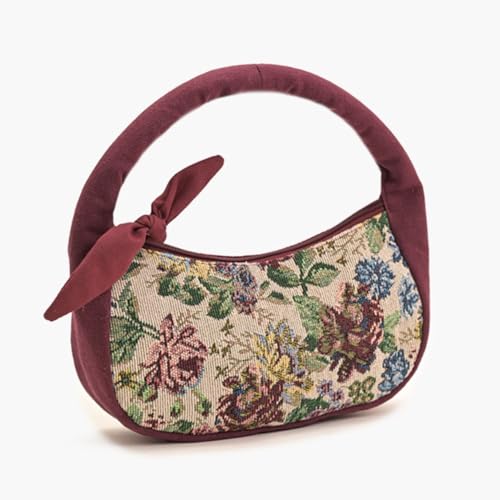 Image of Boho Girl Indigo Blossom Tote Bag - Navy Blue Floral Handbag for Women with Embroidered Flowers, Padded Handle & Ribbon Detail - Chic Shoulder Bag for Travel, Brunch