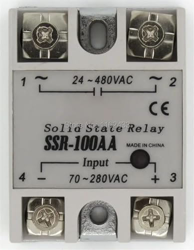 Relé monofásico SSR-100AA de 100 amperios para control de carga resistiva CA 480V 3