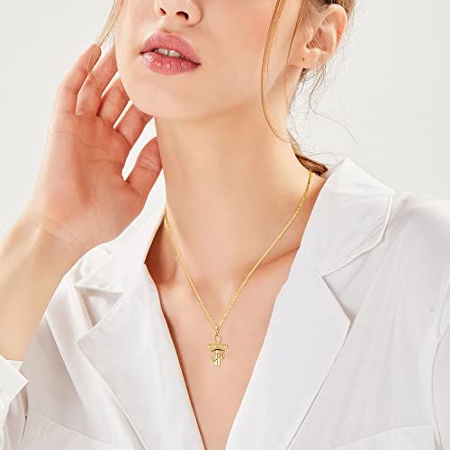 Ankh Necklace 925 Sterling Silver Eye of Horus Pendant Ancient Egyptian Protection Jewelry Gifts for Women Birthday(Silver/gold/black gold)2
