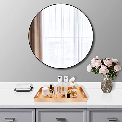 Maoname Modern Gold Decorative Tray With Handles, Gold Leaf Serving Tray For Coffee Table, Rectangle Bathroom Decor Tray, 15.8" L X 10.2" W X 1.38" H #TOP1