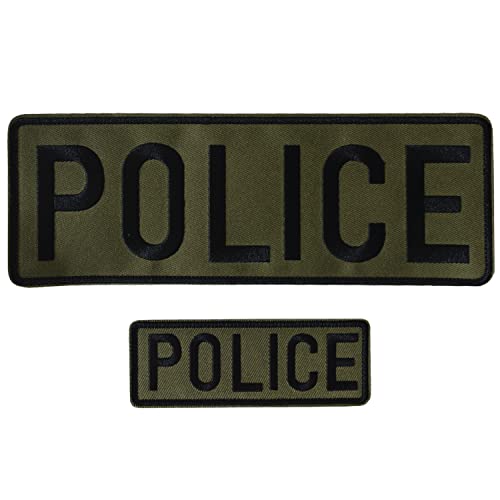 Gygyl 2 Pack Green Police Patch With Hook And Loop, For Police Vest Jacket Back Panel (1Pcs Small And 1Pcs Large) #TOP22