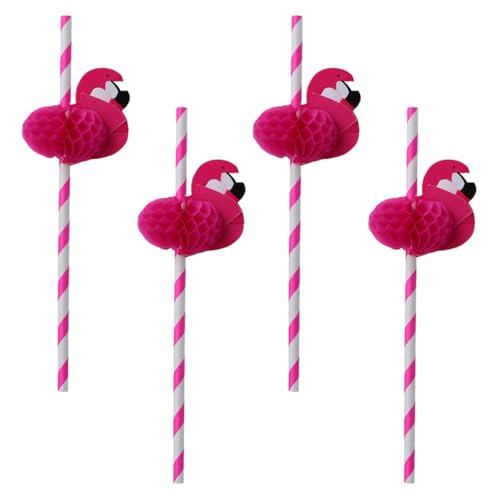 Pitillos de papel con decoración flamingo 30 pzas miniatura 1
