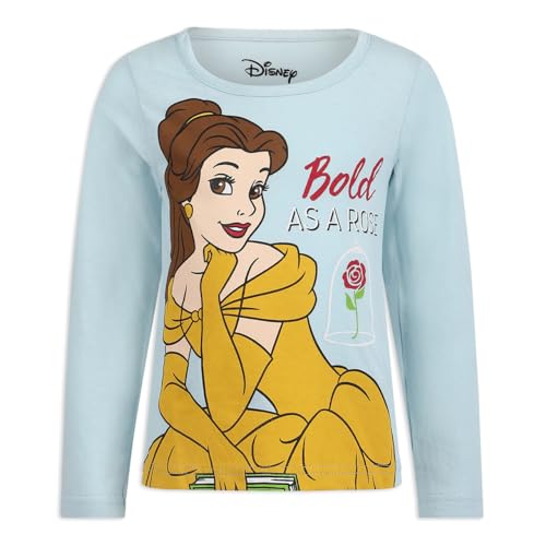 Disney Princess Cinderella, Belle, and Ariel Girls 3 Pack Long Sleeve Shirt for Toddler and Big Kids2