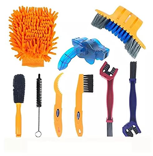 YISOO Bike Cleaner Tool Kit - Bicycle Chain Cleaning Brush Tool Set, Suitable for Chain Crank Sprcket Tire Corner Rust Blot Dirt Clean- Packed of 9
