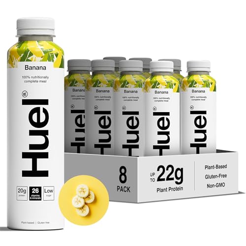 Huel Ready-to-Drink Meal, Banana Protein Drink, 8 x 500ml Bottles, Protein Shakes, Pre-Portioned Meal, 20g of Protein per Bottle, Rich in Essential Vitamins, Minerals and Fibre Meal Replacement Shake