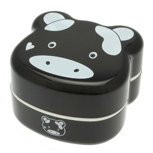 Kotobuki 2-Tier Bento Box, Black Cow