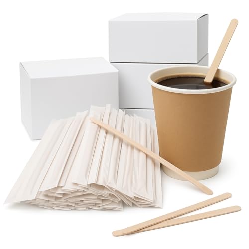 ECO GREVOL 500 Paletinas Cafe Envasadas Individualmente - 11 cm - 100% HIGIENICOS - Cucharillas Cafe - Palitos Café Desechables - Removedor Termo Cafe - Cuchara Camping - Cucharas Desechables
