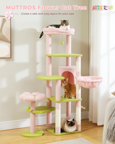 Torre para gato MUTTROS de 59 pulgadas, multi-niveles, rosa miniatura 5