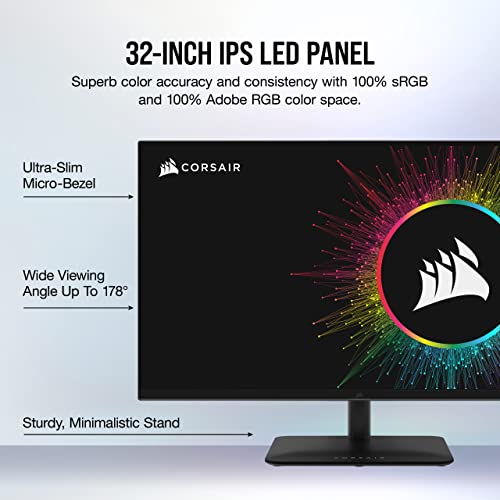 Image of Corsair XENEON 32UHD144-A Gaming Monitor - 32-Inch, IPS UHD (3840 x 2160), AMD FreeSync Premium Adaptive Sync, 144Hz Refresh Rate, 1ms, DisplayHDR600, HDMI 2.1, DisplayPort 1.4, USB-C 3.1 - Black