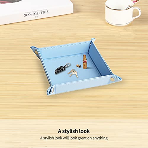 Image of YAPISHI Key Dish Bowl for Men, Entryway Catchall Holder Bedside Table Valet Tray for Pocket Stuff, PU Leather Nightstand Organizer for Dice /Coins /Wallet /Watch /Rings /Sunglasses, Dresser /Coffee Table