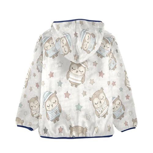 Cute Owls with Winter Hats Toddler Fleece Jacket Girl Boys Hooded Fleece Jacket Coat Warm Outwear Zip-up 3-10T2