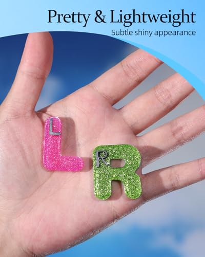 Image of Plifal Xray Markers with Lead Initials - Glitter Radiology X-ray Markers in Rose & Green inchL&R inch Letter Shape Include Reusable Adhesive Tapes to Nurse Radiologist Badge Buddy, Easy to Identify