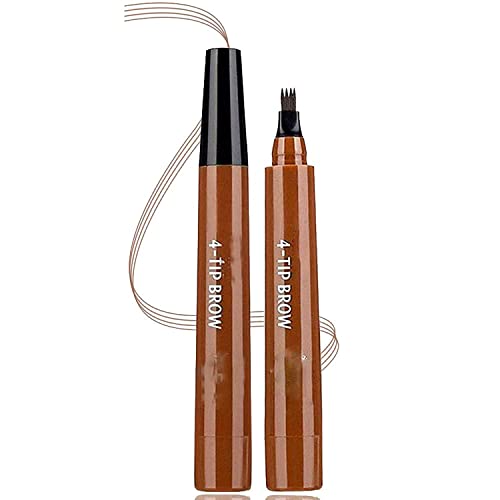 Kit di penna multifunzione per sopracciglia e barba a 4 punti, impermeabile, penna per sopracciglio/matita per barba e pennello, crea sopracciglia dall'aspetto naturale (#01 marrone chiaro)