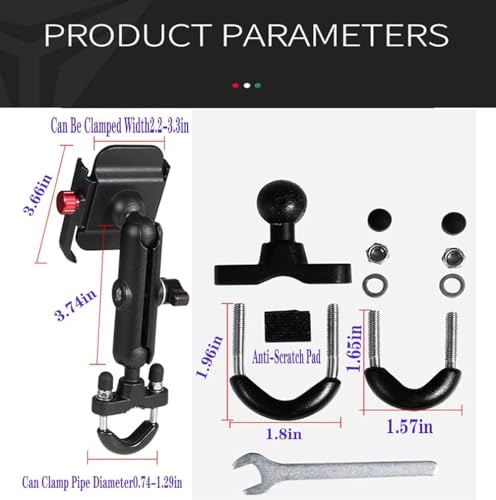 Image of ZBK Motorcycle Phone Holder 360Rotation U-Bolt Base Aluminum Alloy Material /Material Sturdy Motorcycle Bike Handlebar Phone Mount