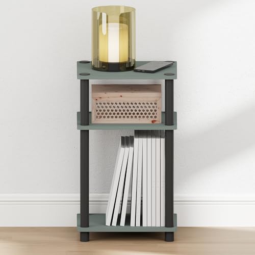 Image of Furinno JUST Night Stand, 3-Tier Turn-N-Tube Nightstand, Toolless Bedside Table, End Table, Side Table with Open Storage, for Bedroom, Closet, Dorm, Sage Green