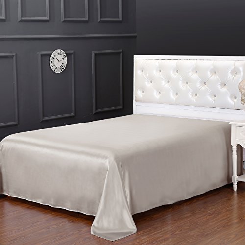 LILYSILK 100 Pure Mulberry Silk Flat Sheet for King 290x275cm Bed Seamless...