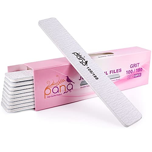 Pana Jumbo Double-Sided Emery Nail File For Manicure, Pedicure, Natural, And Acrylic Nails - Zebra (Grit 100/180) - 50 Piece Pack #TOP23