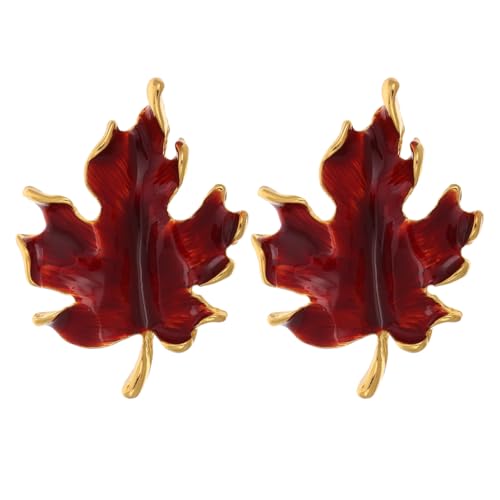 DEARMAMY Pendientes de Mujer Modernos con Forma de Hoja de Arce Brillante Construcción Resistente para Fiestas Y Festividades