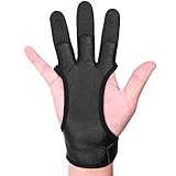 FitsT4 Leather Archery Gloves Three Finger Hand Guard Protective Glove Safety Archery Shooting Glove