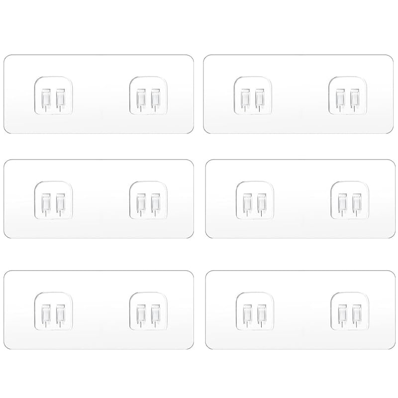 Azlanway Gancho adhesivo para regadera, paquete de 6 unidades, tiras impermeables, montaje en pared, calcomanías para estante de baño, estantes de esquina y organizadores de cocina