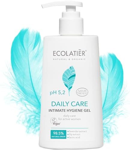 pH Balanced Daily Feminine Wash with Prebiotic for Intimate Care – 97% Natural Ingredients, Vegan Certified, pH 5.2 for Sensitive Skin, Gentle Intimate Feminine Hygiene Wash – Ecolatier, 8.5 Fl Oz