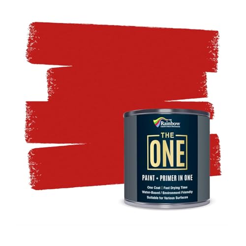 THE ONE All-In-One Paint & Primer - Red Satin, 250 ml | Multi-Surface 1 Coat Formula | Easy Indoor & Outdoor Decorating for Home & Garden Walls, Floors & Furniture | Durable, Water-Based & Low VOC