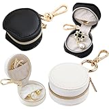 KuuGuu 2 soportes para anillos de joyería, llavero de viaje, estuche de almacenamiento portátil para anillos de gimnasio, deportes, caja de almacenamiento de anillos de piel sintética, mini bolsa de