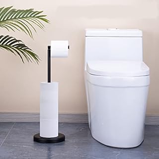TeinJaen Toilet roll Holder Free Standing with Heavy Floor,19 x19 x55cm,for Bathroom,Stainless Steel Black