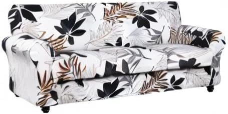 Miniatura 8 de SearchI - Funda de sofá elástica con estampado floral, 4 piezas, incluye 3 fundas de cojín independientes, protector lavable para muebles de sala de