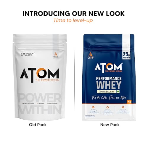 Image of Asitis Nutrition ATOM Performance Whey 1Kg | With Safed Musli & Mucuna Pruriens | For Faster Recovery | Highly Bioavailable | Cookie delight flavor